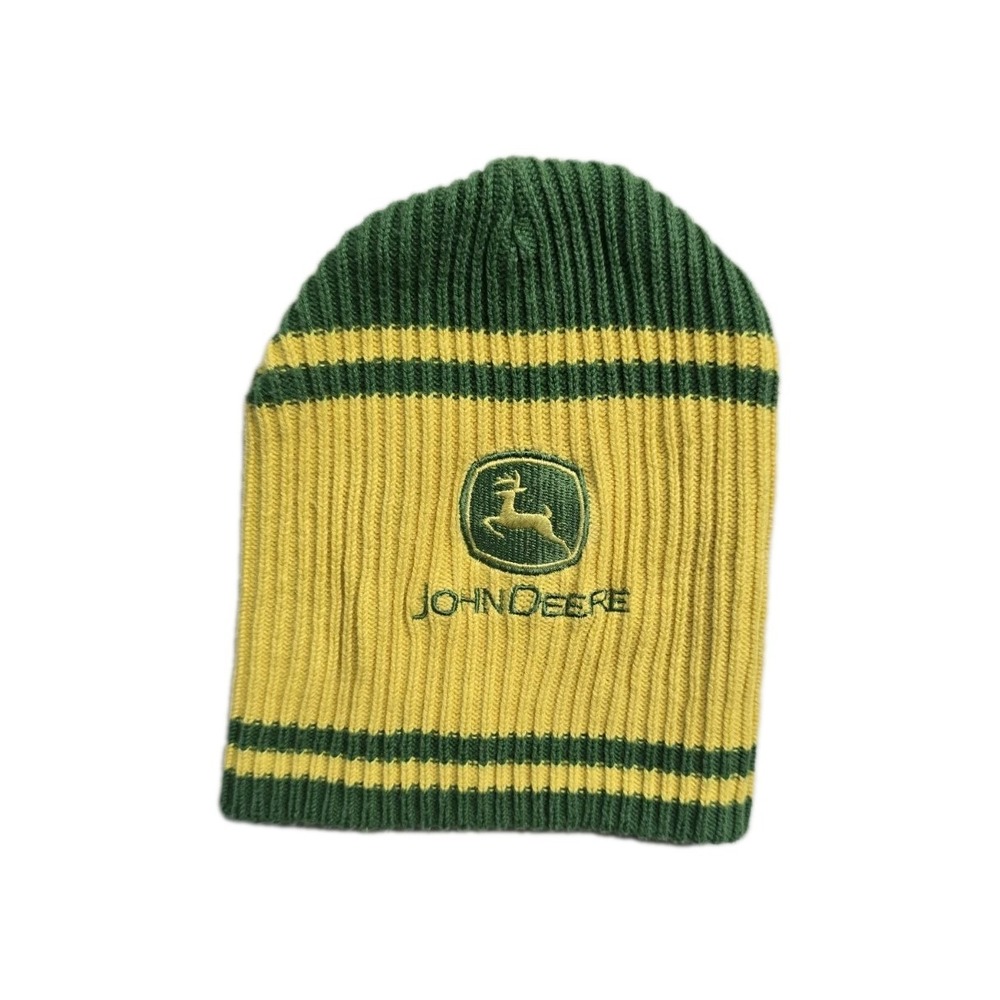 John Deere Tractor Logo KIDS YOUTH Size Striped Winter Beanie Hat Cap